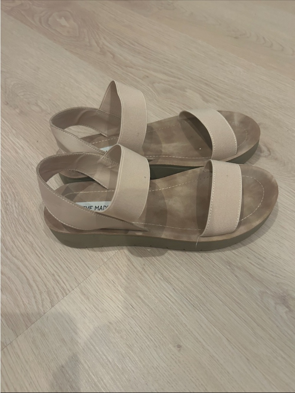 Steve Madden Nude Elastic Strap Platform Sandals